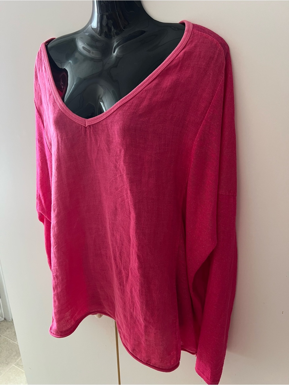 Pistache made in Italy pink linen blouse size 16